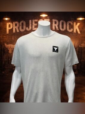 Under Armour Project Rock Authentic Off-White Waffle Knit Short Sleeve Shirt XL